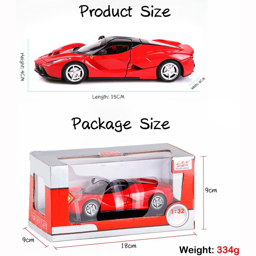 1:32 Scale Car Model, Pull Back Car with Sound and Light for Kids Boy Girl, Metal Body Door Opened