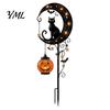 Outdoor Seasonal Decorations for Front Yard Solar Halloween Black Cat & Pumpkin Moon Garden Stake Light, Waterproof on Easy Install Ground Insert