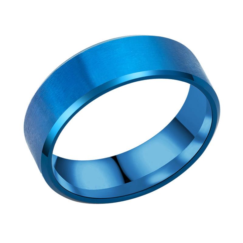 8mm Double Beveled Frosted Matte Brushed Polished Men's Stainless Steel Titanium Ring