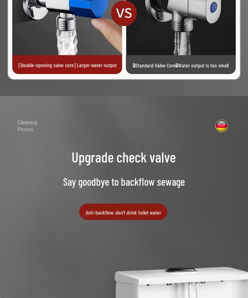 All-Copper Quick-Open Universal Angle Valve for Kitchen and Toilet (4-Point, Cold and Hot)