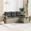 4 Piece Outdoor Sofa Set with Cushions Light Grey Poly Rattan