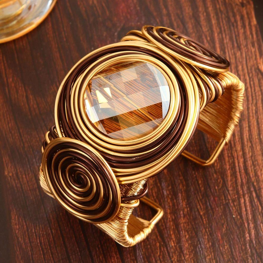 Opening Design Metal Bracelet Handmade Hand Ornament Wire Winding Cuff Bracelet Jewelry Gifts