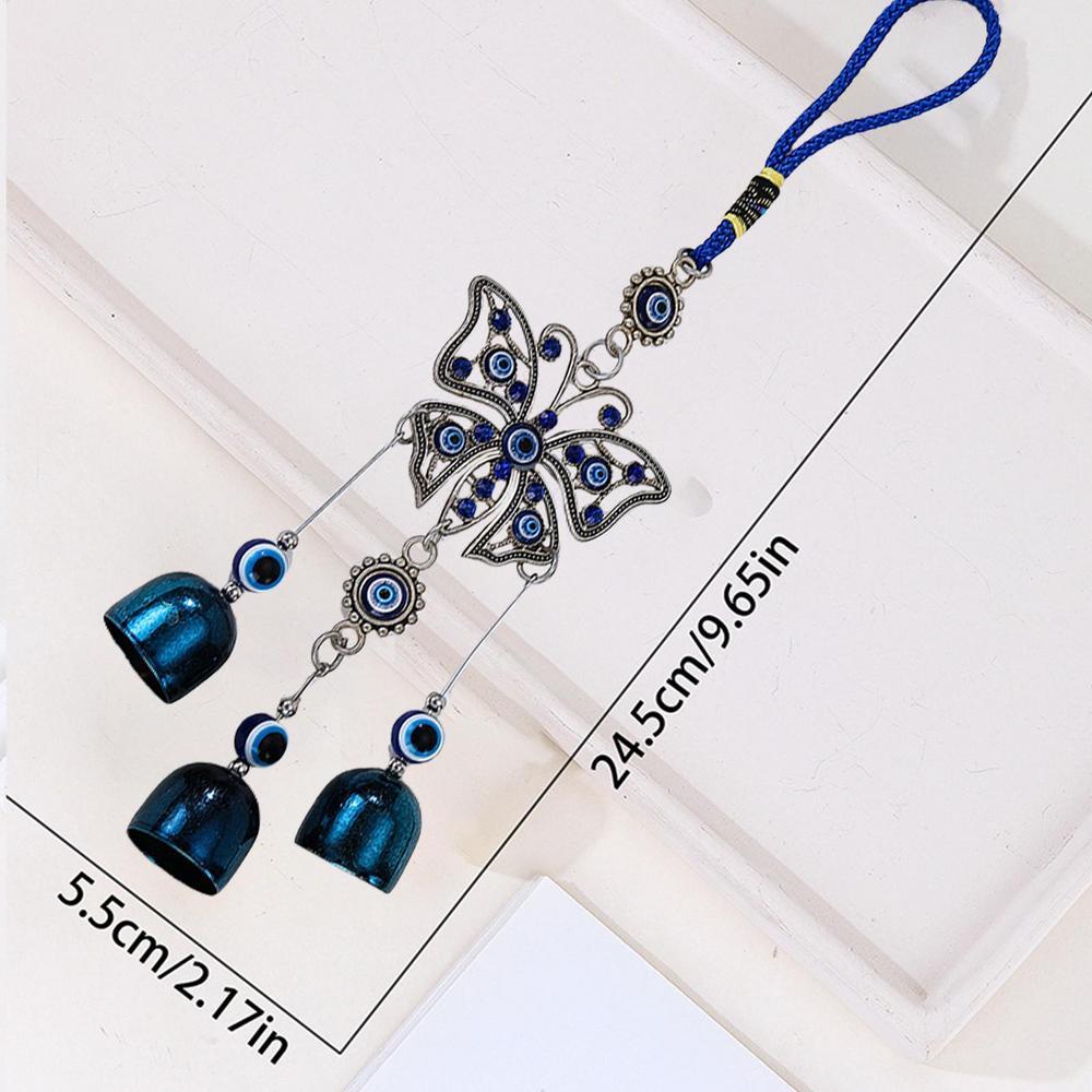 Evil Eye Blue Ward Off Evil Bead Tassel Bell Wind Chimes Pendant Amulet Mascot Feng Shui Home Wall Hanging Decor