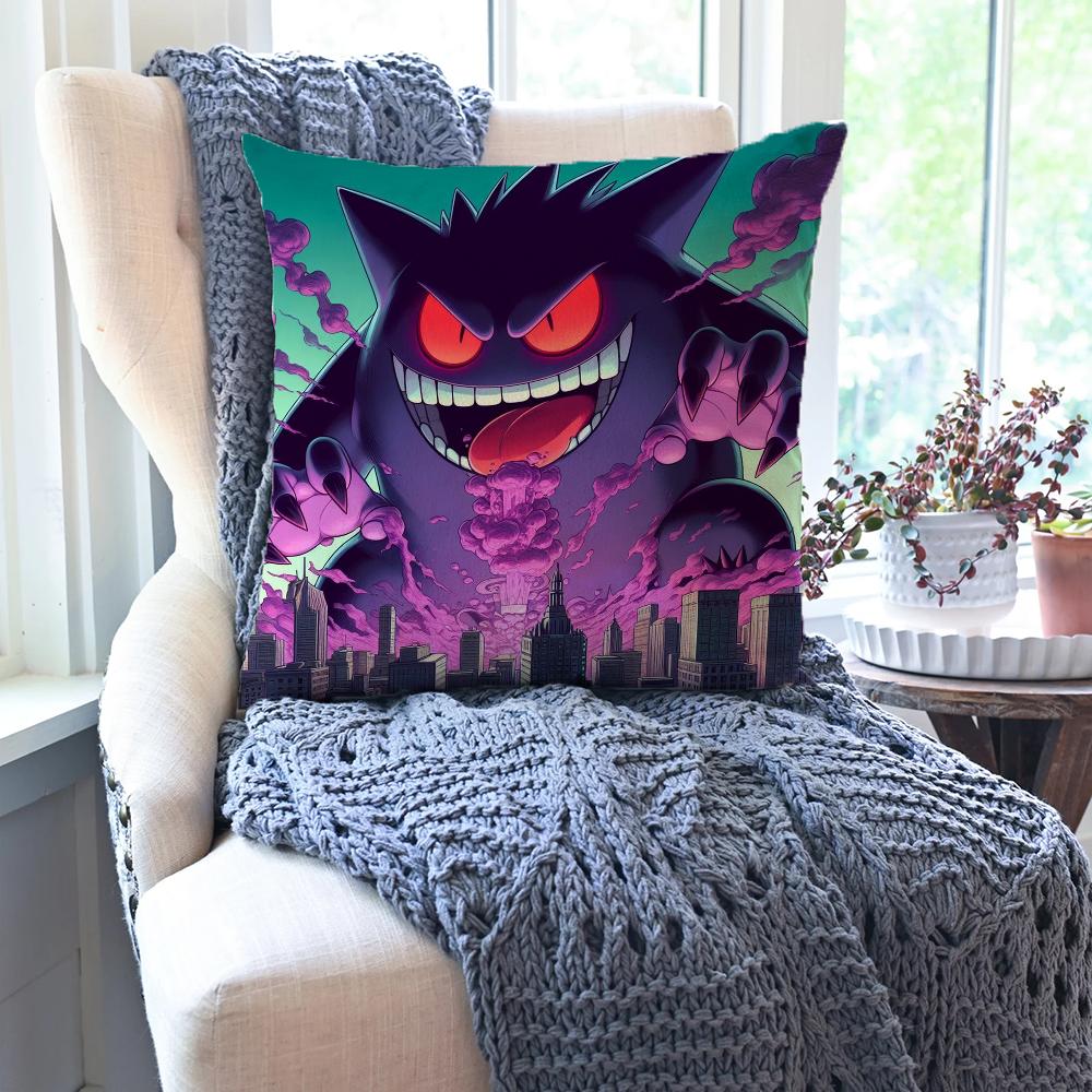 1pc Cartoon Anime G-Gengar P-Pokemon Pillow CaseSquarePillowBedroomSofaLeisureComfortCushionCarLivingRoom Home Decoration 40X40
