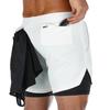 Men's Double Layer Jogger Shorts Men 2 In 1 Short Pants Gyms Fitness Built-in Pocket Bermuda Quick Dry Beach Shorts