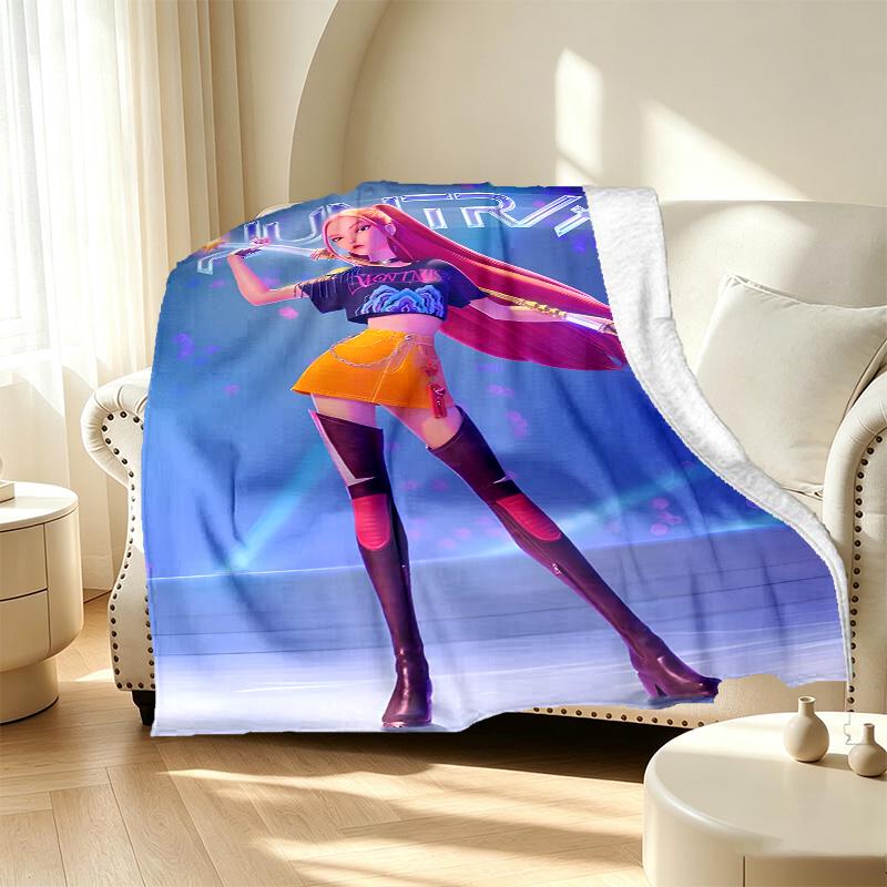 KPop Demon Hunters Pattern Blanket for Home Decoration, Bed, Sofa, Car Travel, Camping, Suitable for All Seasons, Birthday Christmas Gift