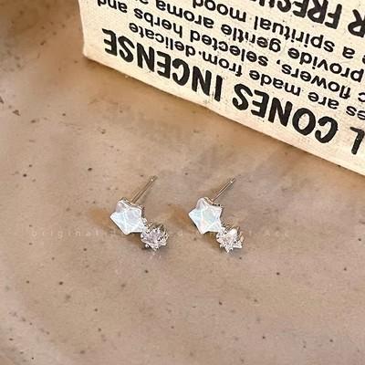 Bright Star~ Star Zircon Silver Needle Earrings Women's Fashion Temperament Cold Sense Earrings New Earrings