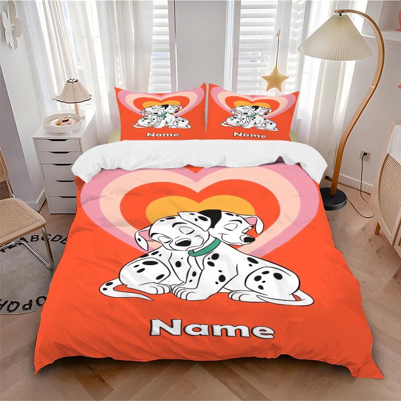 Custom Dalmatian Pile Bedding 3 Piece Set HD Print Duvet Cover Pillowcases for Teens Adult Bedroom Decoration