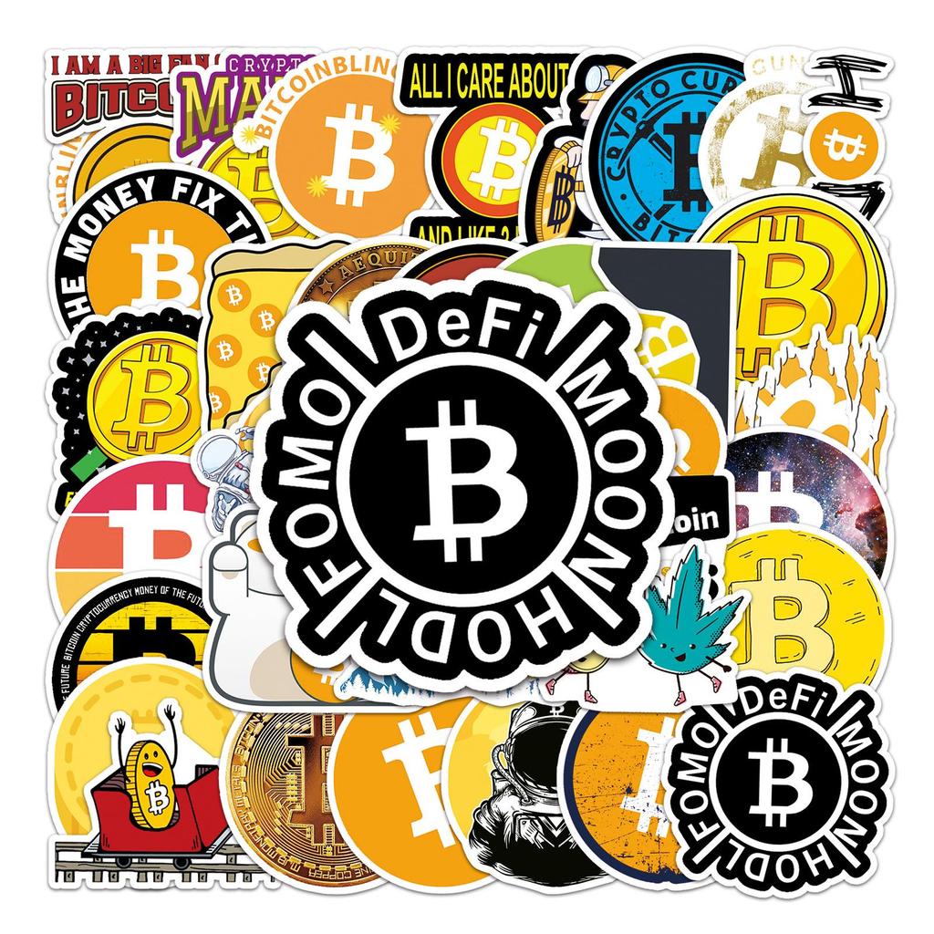50 Bitcoin Commemorative Graffiti Stickers for Suitcase, Laptop, and Car