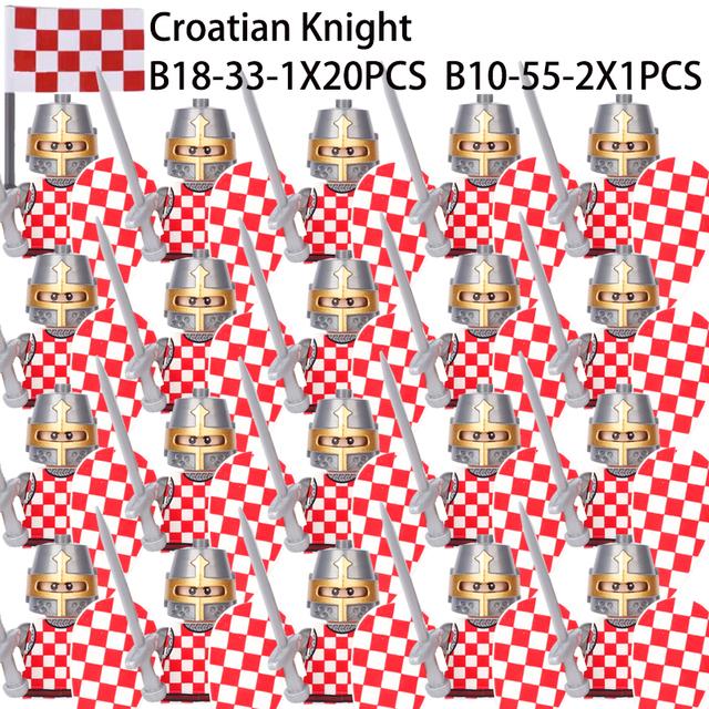 Военные Строительные Блоки Фигурки Солдат Подарки Игрушки Серия Кино Фантастика Средневековый Рыцарь Легион Оружие Щит Флаг MOC