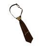 Japanese Vintage Necktie with Metal Bear Pin Chain Student Uniform Adjustable Pre Tied Neck Tie Shirt Collar Neckwear