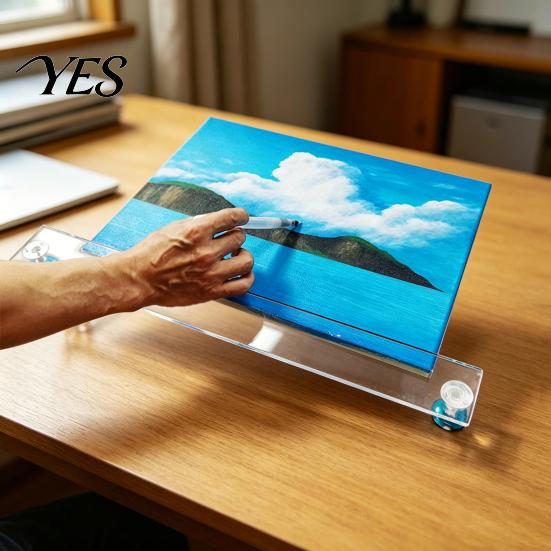 Acrylic Artist Bridge Leaning Bridge, Adjustable Height 1.77-2.36-Inch Hand And Wrist Rest, Transparent Multi-functional Drawing Aid Tool for Precise