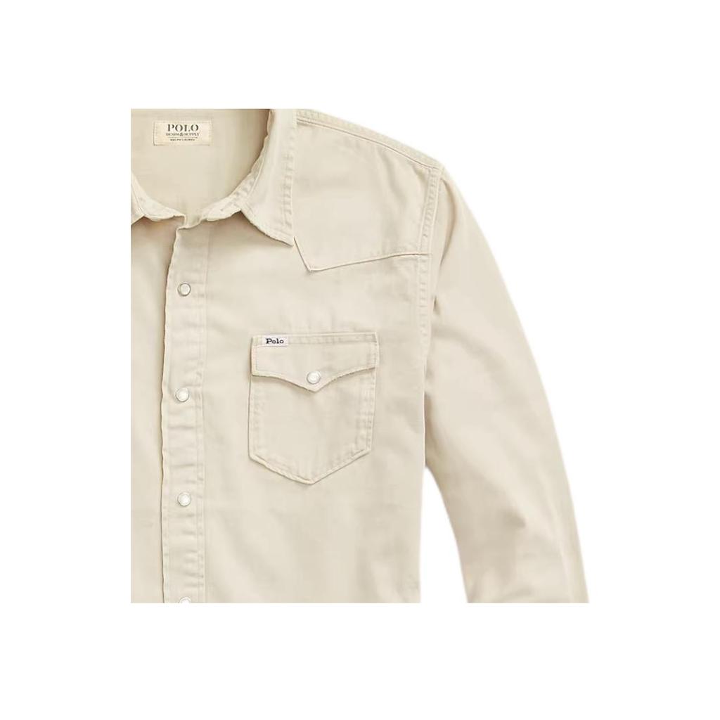 Polo Ralph Lauren однобортная однотонная свободная повседневная рубашка с длинным рукавом мужские рубашки цвета хаки 710907358-003