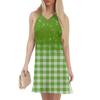 Женский летний повседневный сарафан без рукавов с V-образным вырезом и принтом в клетку для пляжного отдыха