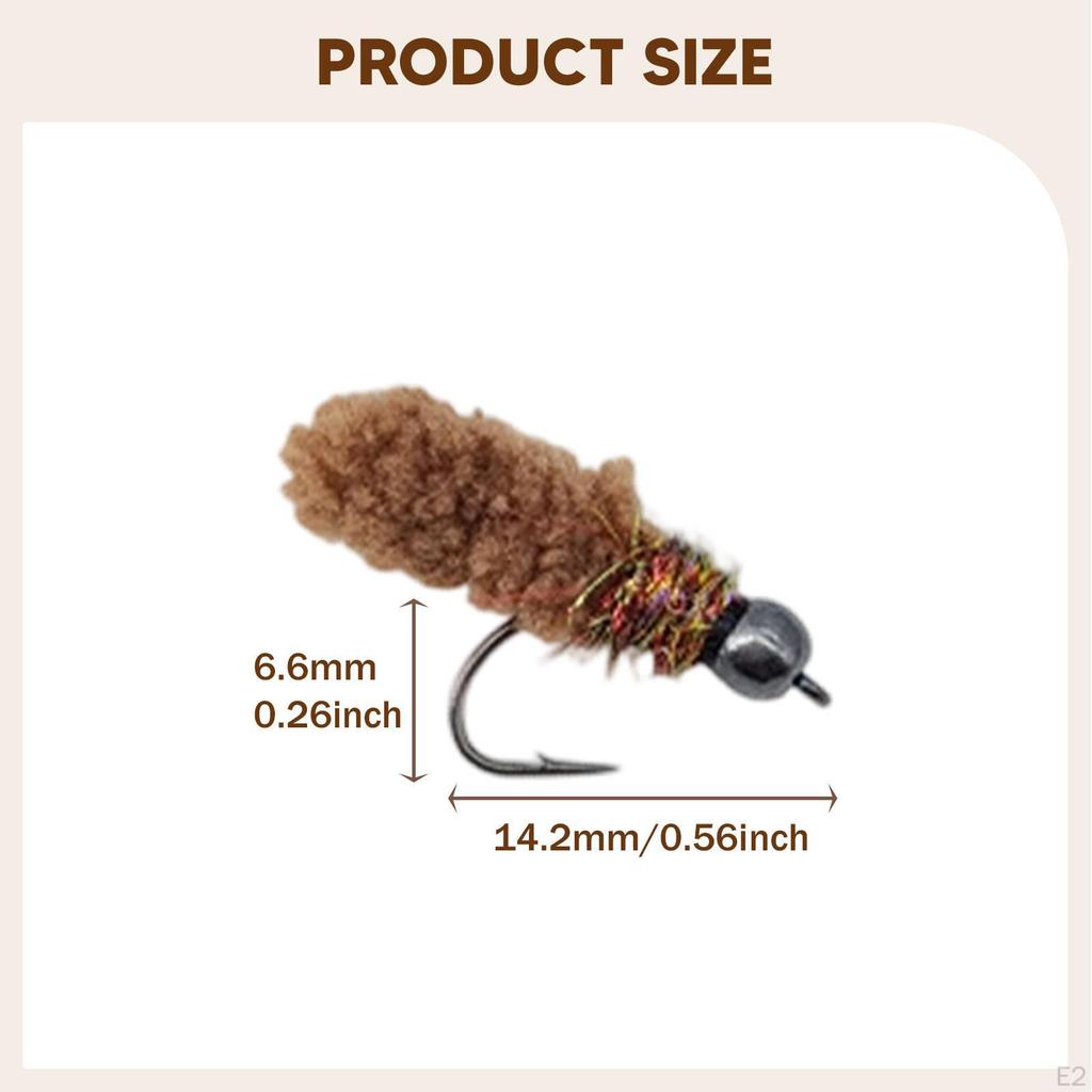 6 штук Нахлыстовые приманки Нимфы Мокрые Реалистичные с коробкой для хранения Искусственные приманки для Синежаберника Окуня