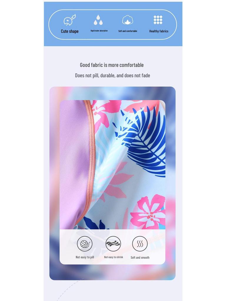 Plus Size Girls' Sun Protection Swimwear, Quick-Dry Split Design for Big Kids