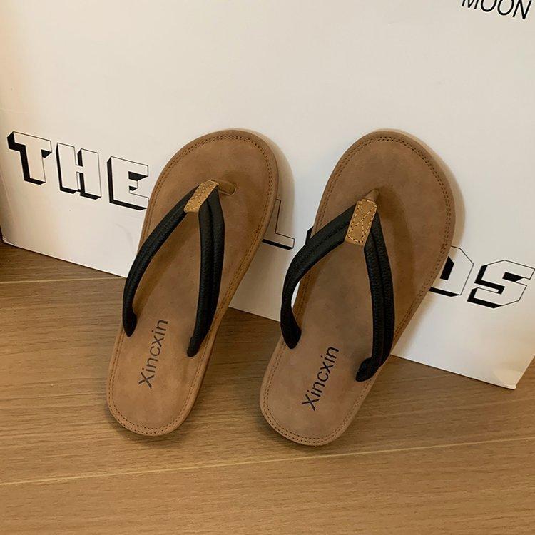 Пляжные сандалии на плоской подошве, женские уличные шлепанцы без застежек, французский вечерний бриз, первоклассная сенсация, летний новый стиль