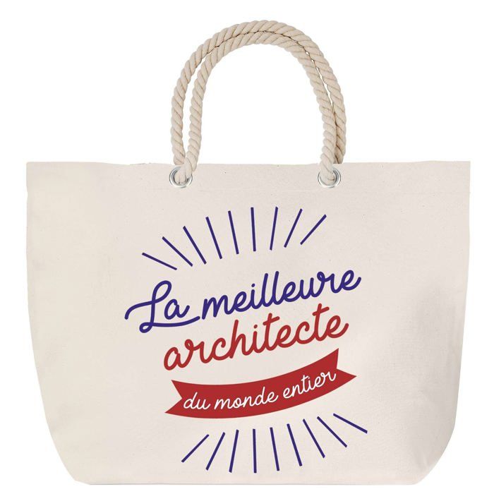 Sac de plage - PLANETEE - Architecte Meilleur du Monde - Anse corde - Grand format - Coton, fabriqué en France