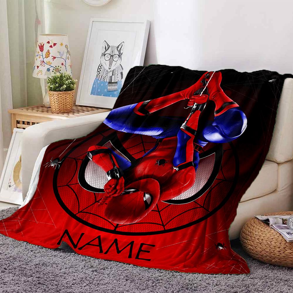 Customiz Name Personality Spider-Man Blanket Soft &Warm Sofa Office Bed Travel Lunch Break Blanket, Gift Suitable All Seasons