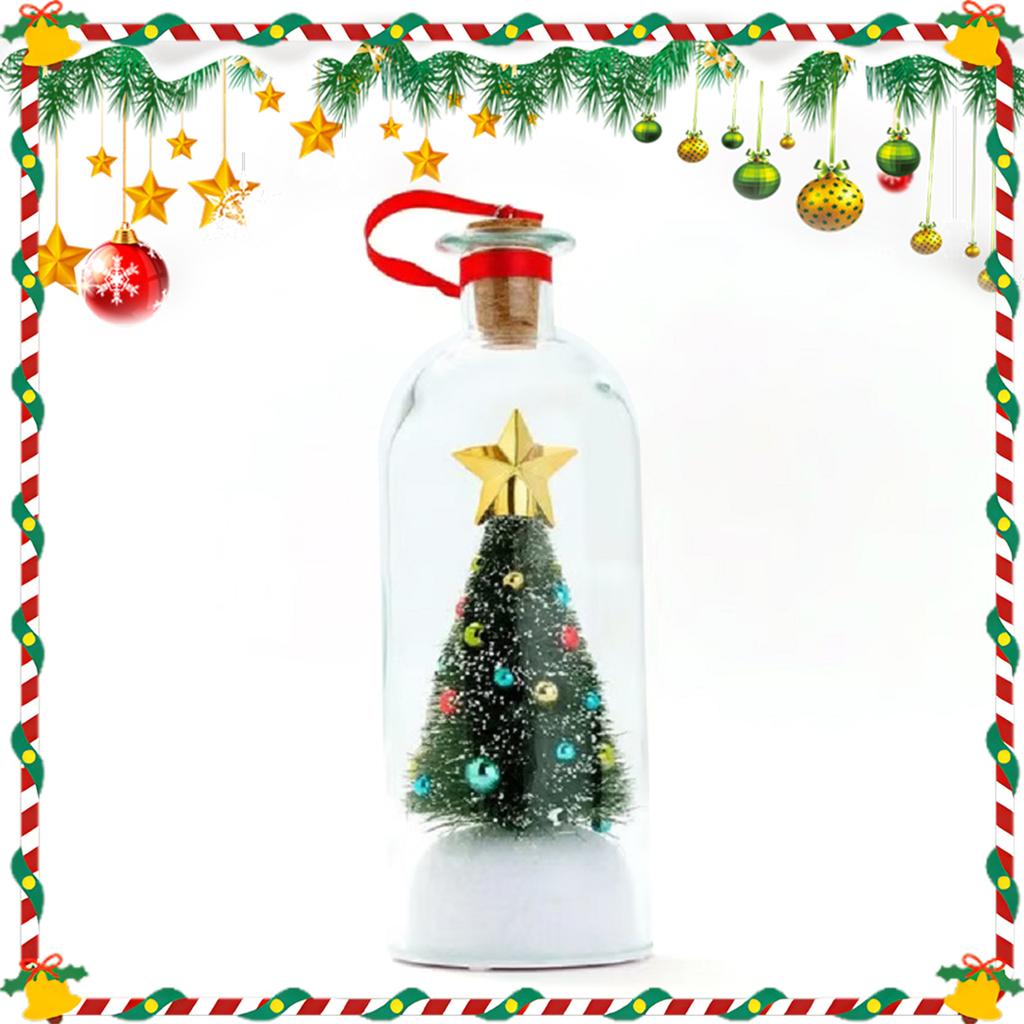 Recordable Christmas Tree Message in A Bottle W/ Playback Cork Christmas Tree Voice Message Bottle Ornament for Home Xmas Gift