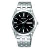 Seiko Selection Solar Watch SBPX083 Silver with Black Sapphire Date and Day Display Men's Dial, Crystal,