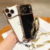 Подходит для iPhone11Promax, чехол для мобильного телефона с большим окном, гальванический, Apple 11, противоударный, с двойным ремешком-шнурком в виде сердца