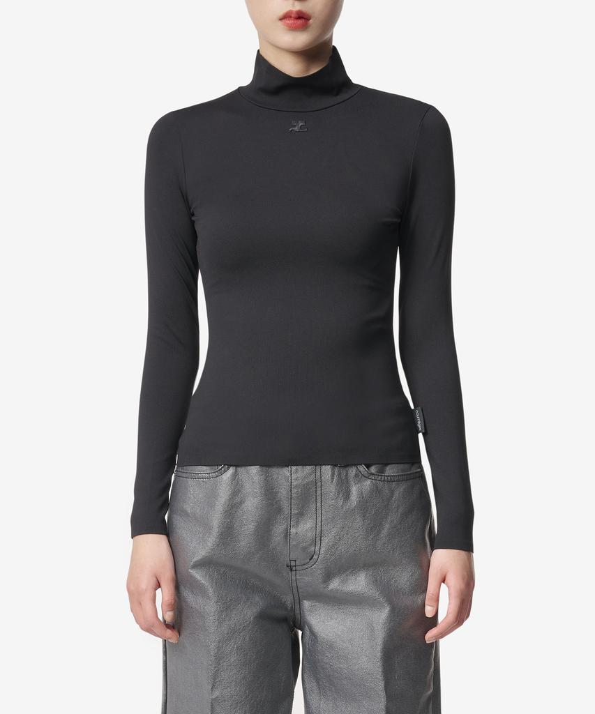 COURREGES Techno Mock Neck Long Sleeve Top - Black / 323Jto182Js00169999