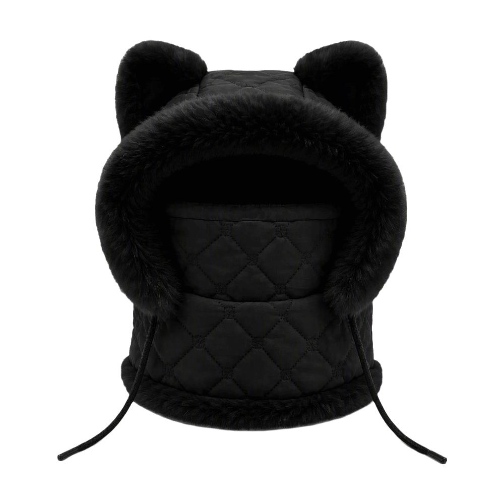 Zipper Closure Full Face Neck Warmer Faux Fur Trim Windproof Balaclava Mask  For Men