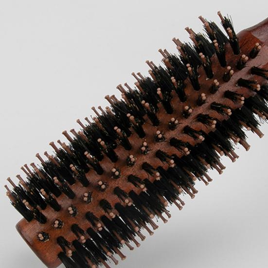 Wooden Handle Bristles Round Brush Portable Anti-static Thin Thick Long Straight Curly Hair Brush Women Girls Hair Styling Detangling Comb