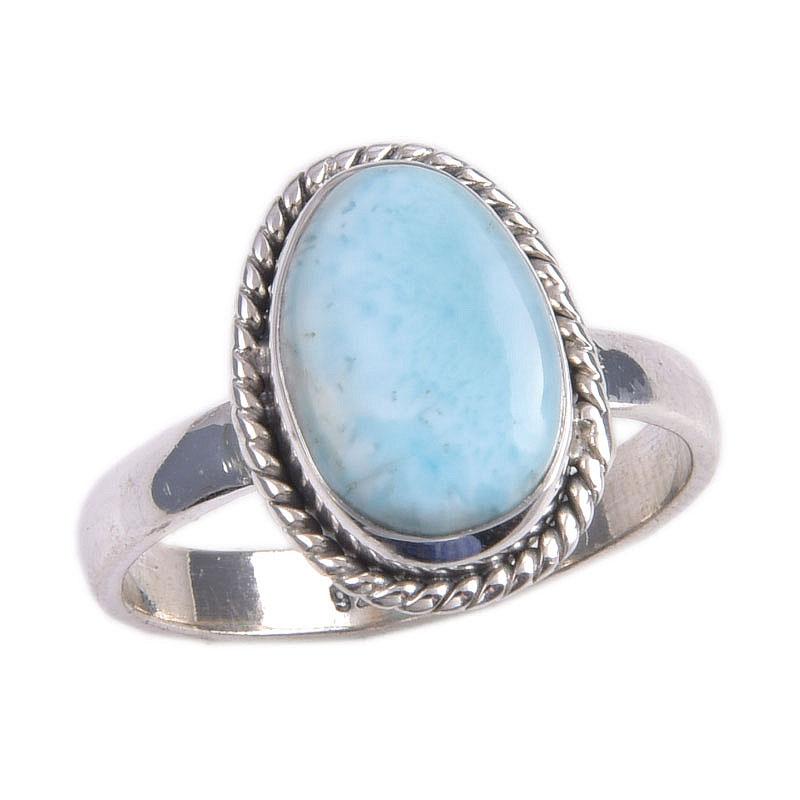 Natural Republic Ларимар Драгоценный камень 925 Проба Стерлинговое серебро Подарочное кольцо Р.8 T8R96