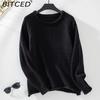 Solid Colour Rolled-Collar Women's Sweater Autumn/Winter Loose-Fit O-Neck Casual Knitwear