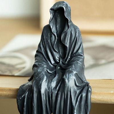 1 шт. Готическая черная статуэтка с капюшоном - Полимерная эксцентричная декоративная фигурка, подходит для книжных полок, офисных столов, садов, дворов, автомобилей, маленькие украшения