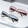 Retro Millennium-style one-piece, uniquely shaped sunglasses, perfect for punk fashion enthusiasts and outdoor activities