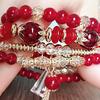 Fashionable 4Pcs Boho Multilayer Natural Stone Crystal Beaded Bracelets Fashion Women Set