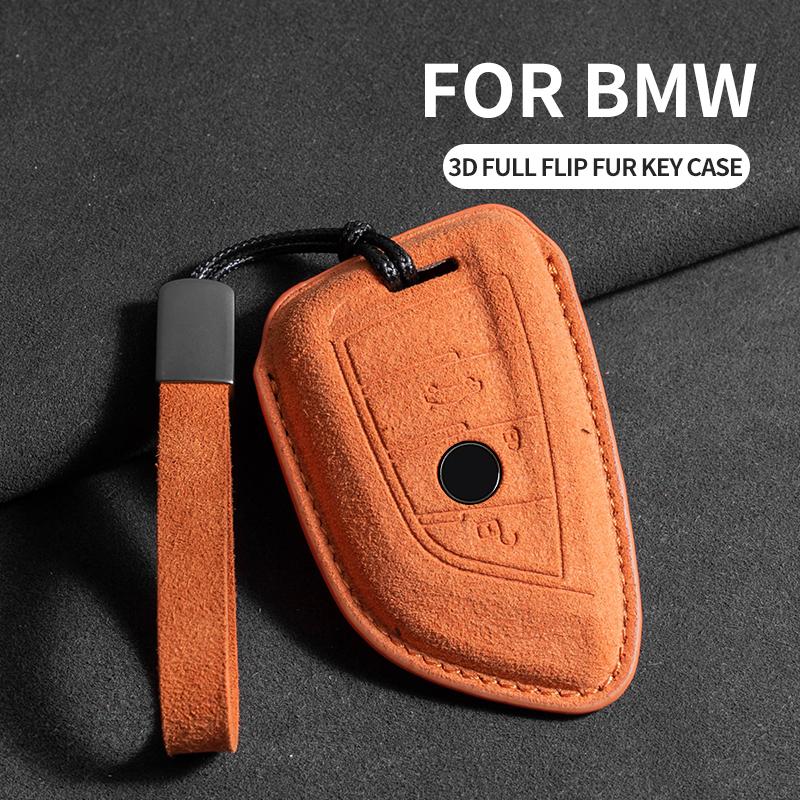 Læder Bilnøglering til BMW X1 X3 X5 X6 X7 F20 F15 F16 F48 G20 G30 G01 G02 G05 G11 G32 1 3 7 Serie Nøglering Ruskind Tilbehør