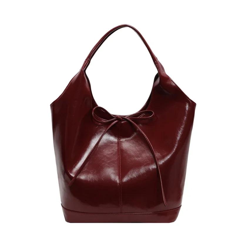 New Fashion Hot Selling Tote Bags Solid Bow Versatile Designer Shoulder Bags Women Soft Simple Commuting Women's Handbags