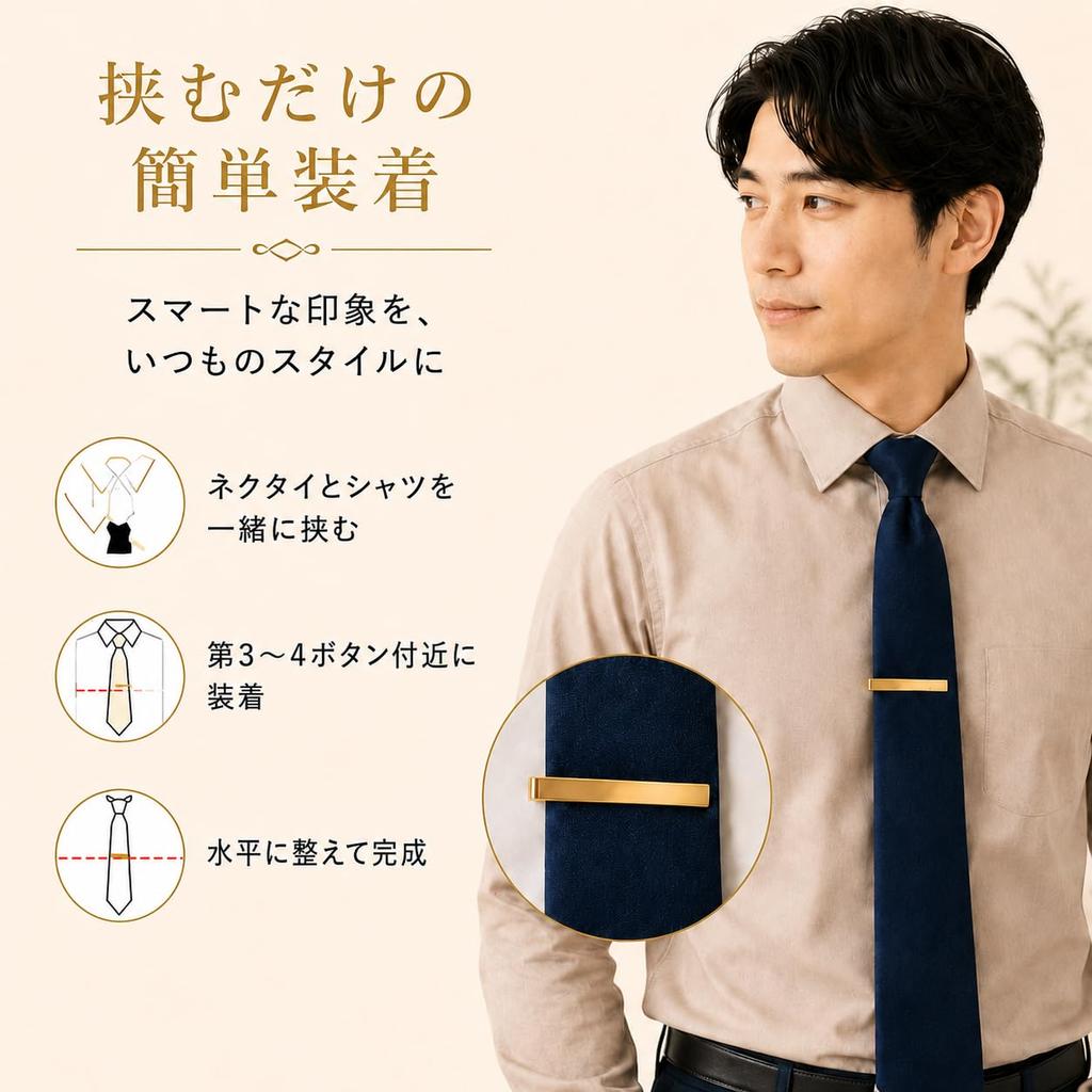 Tie Clip Set of Simple Strong Fixing Men's 6 High-Quality, Stylish, Design,