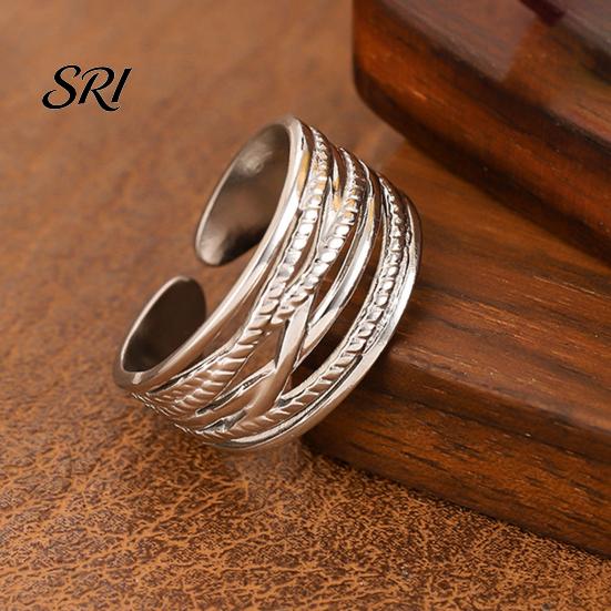 Comfortable Fit Adjustable Ring Thumb Geometric Lines Shape Opening Design Finger Rust-resistant Stainless Steel Band Versatile Jewelry Gift Handmade