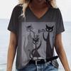Летняя женская футболка с принтом кошки, повседневная, с коротким рукавом, 3D, модная, уличная женская одежда