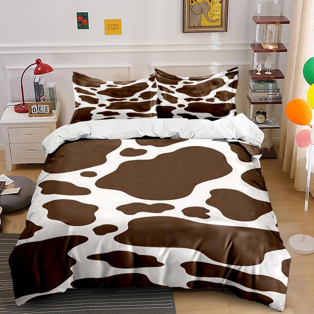 Brown and white cow spots. Bedding sets Duvet cover sets Duvet covers Pillowcases(1*Duvet Cover 2*Pillowcases without duvet insert)