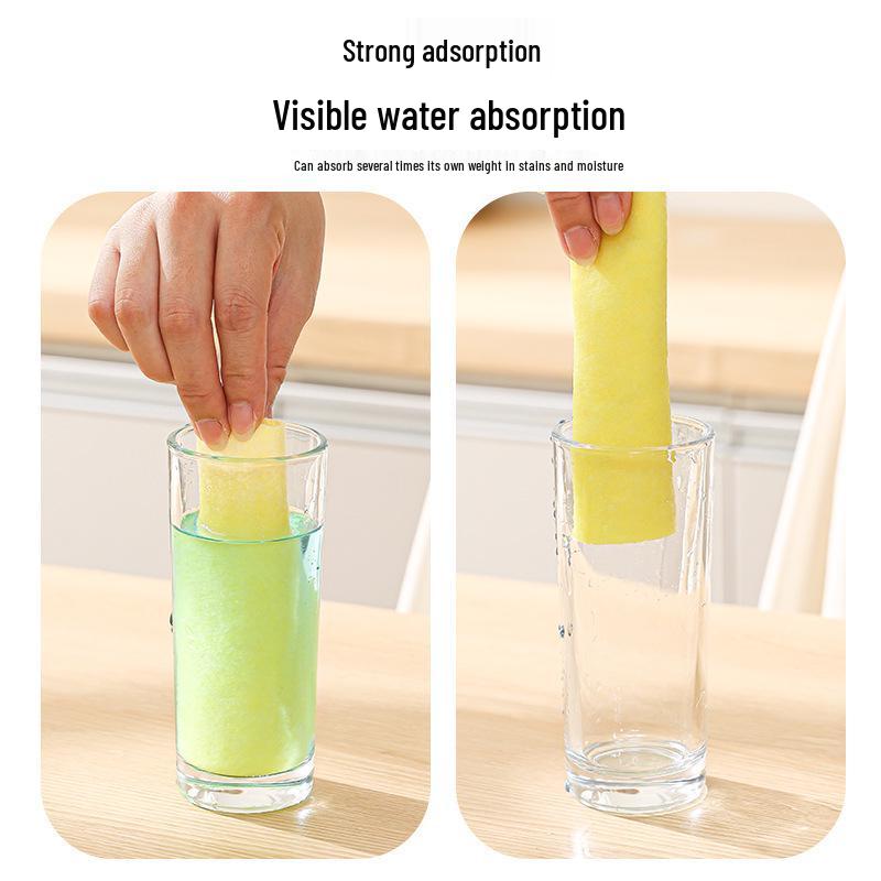 Желтая впитывающая мочалка-тряпка для посуды - Утолщенная, термостойкая, многоразовая кухонная тряпка для мытья посуды