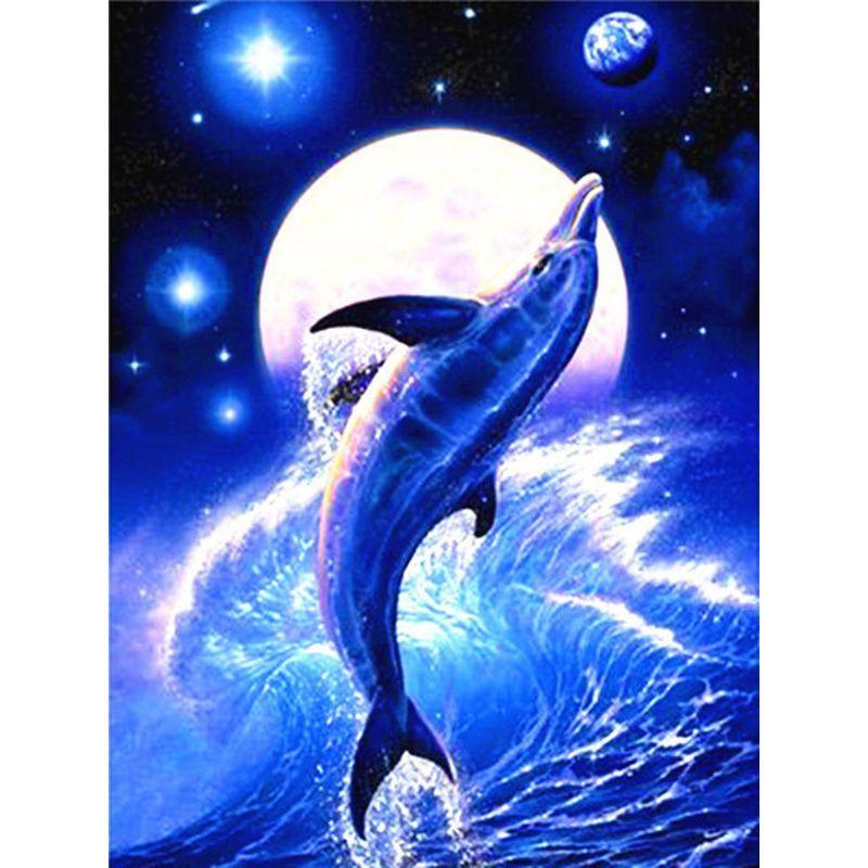 Round Diamond 5D DIY Diamond Painting "Space Planet Dolphin Waves" 3D Mosaic Embroidery Cross Stitch 5D Home Decoration