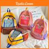 Kids Color Blocking Casual Backpack With Contrasting Stitching School Travel Use