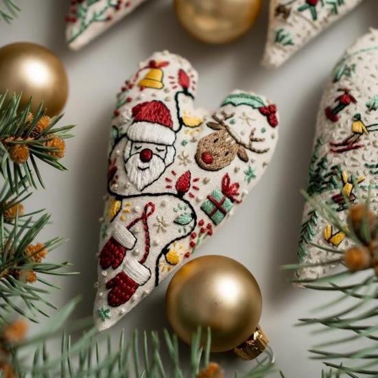 Набор для вышивания рождественского украшения, подвеска ручной работы в форме сердца, DIY украшение для подвешивания на елку, праздничная атмосфера вечеринки