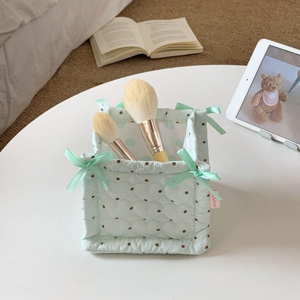 Dot Pattern Storage Box Quilted Cosmetics Snacks Organizer Storage Basket Home Decoration