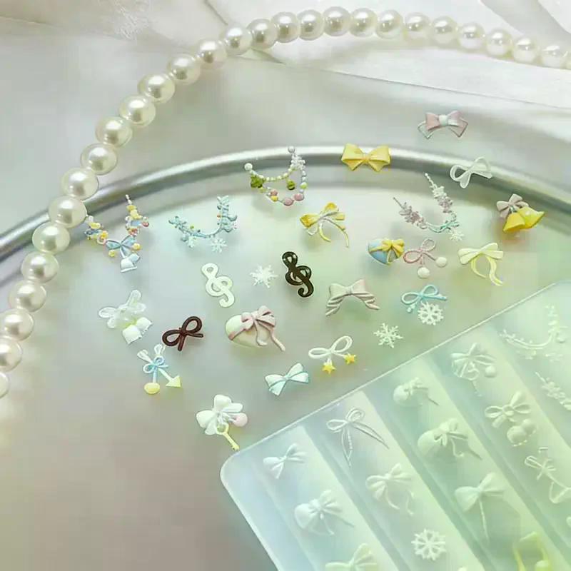 Инструмент 1/3 шт. 3D силиконовая форма для нейл-арта Бант Мультяшное животное Рельефный узор Дизайн DIY Прозрачные трафареты Дизайн маникюра