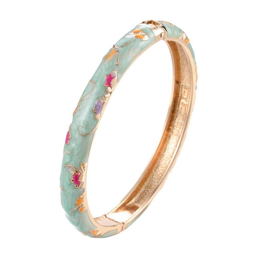 Традиционный винтажный браслет-эмаль в стиле перегородчатой эмали для женщин, браслет на руку с ажурным цветком, женский браслет