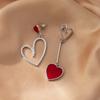 Модные металлические серьги-подвески в виде полого сердца для женщин, винтажные красные серьги-капли с эмалью, асимметричные серьги-капли, свадебные циркониевые аксессуары