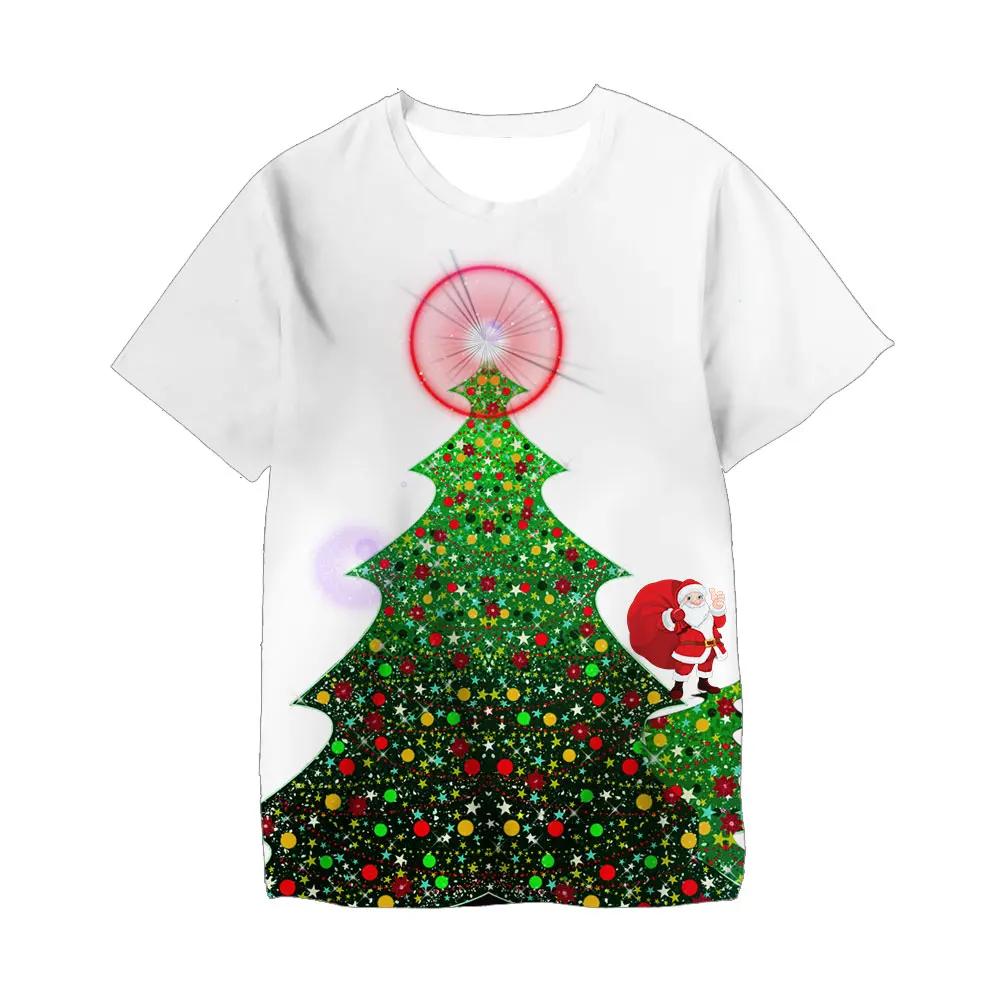 Kawaii Christmas Tshirts 3D Print Santa Claus SnowmanT Shirt Fashion Kids Casual Boys Girls Unisex Round Neck Tshirt Tops