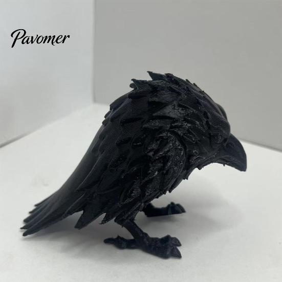 Small Bird Statues for Shelf 3D Printed Crow Ornament, Realistic Gothic Black Raven Unique Holiday Gifts Friends Figurine, Halloween Theme Bookshelf